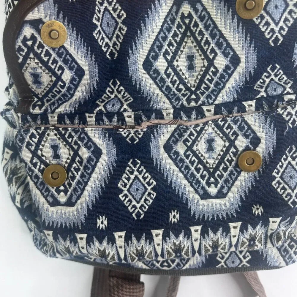 Backpack Aztec Print Southwestern Drawstring‎ Cinch Boho Side Pouches